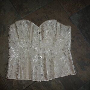 Strapless Bustier Corset Brocade 3XL Boning,Hook & Eye,Lace up back adjustable